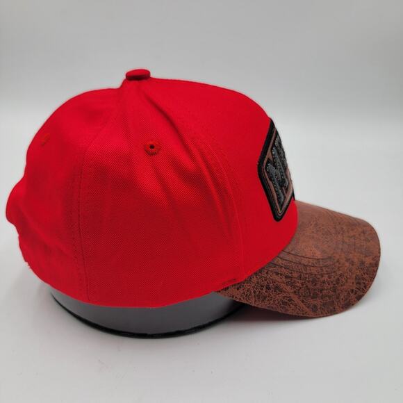 Mexico Hat Cap Strap Back Red Brown Distressed Bill Embroidered Patch Mens - Picture 4 of 7